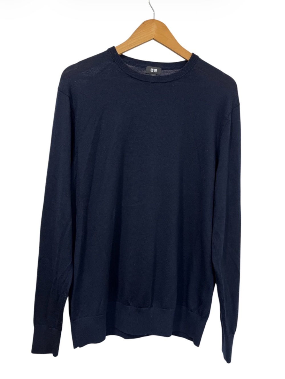 Uniqlo 100% Wool Navy Blue Crewneck Sweater